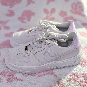 Nike Air Force Women's Sneakers - Beish and Pink
